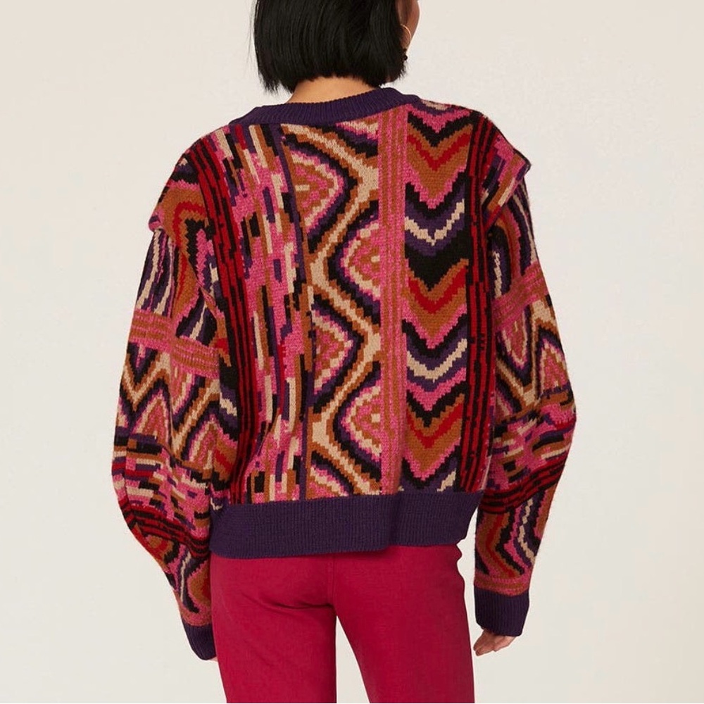 FARM Rio Striped Multicolor Patchwork Sweater - image 7